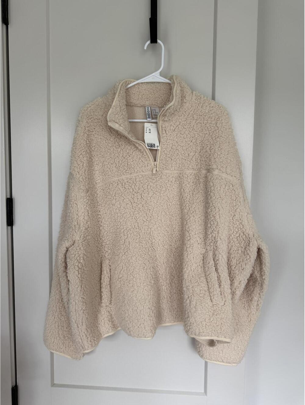 Divided Cream Sherpa Fleece Pullover XXL